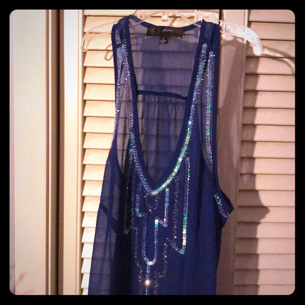 Sheer tank top with sequins